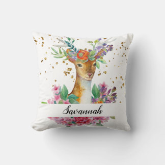 Personalise Your Own Beautiful Floral Deer Cushion
