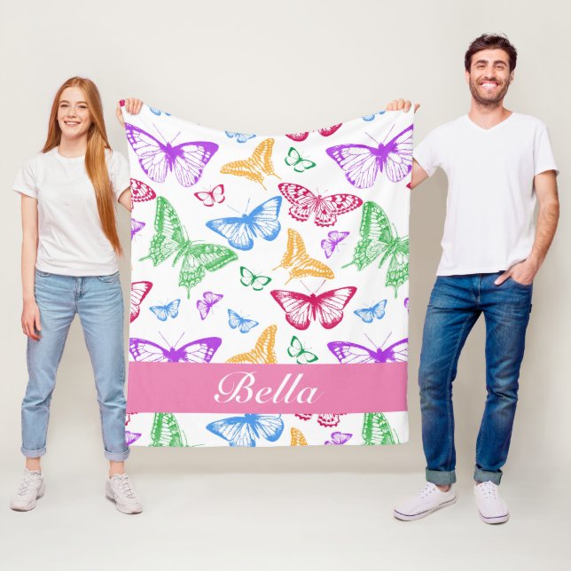 Personalise Your Own Butterfly Pattern Fleece Blanket (In Situ)