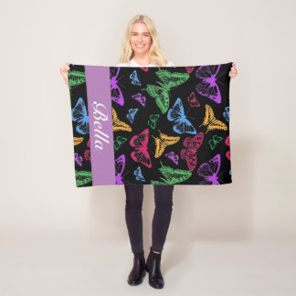 Personalise Your Own Butterfly Pattern Fleece Blanket