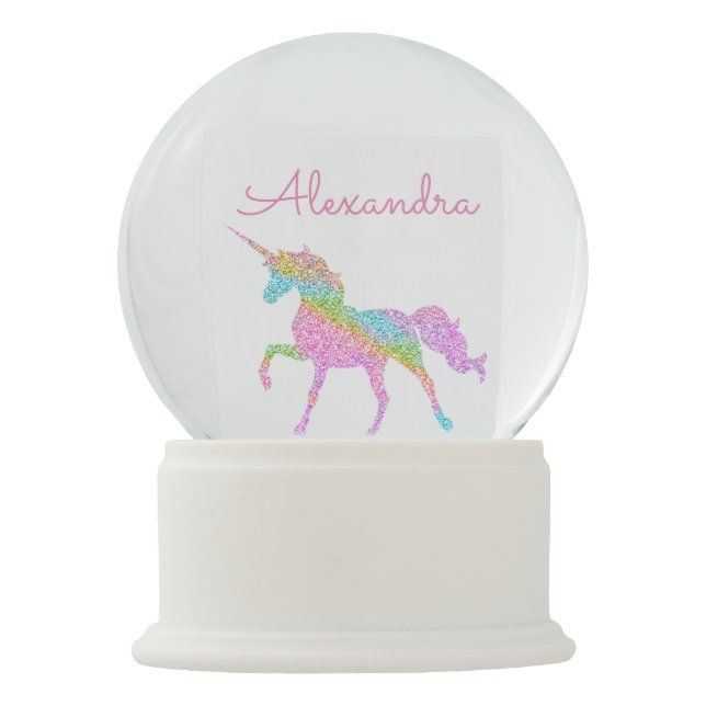 Personalise Your Own Colourful Magical Unicorn Snow Globe (Front)