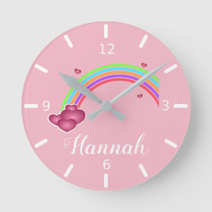 Personalise Your Own Colourful Rainbow Round Clock