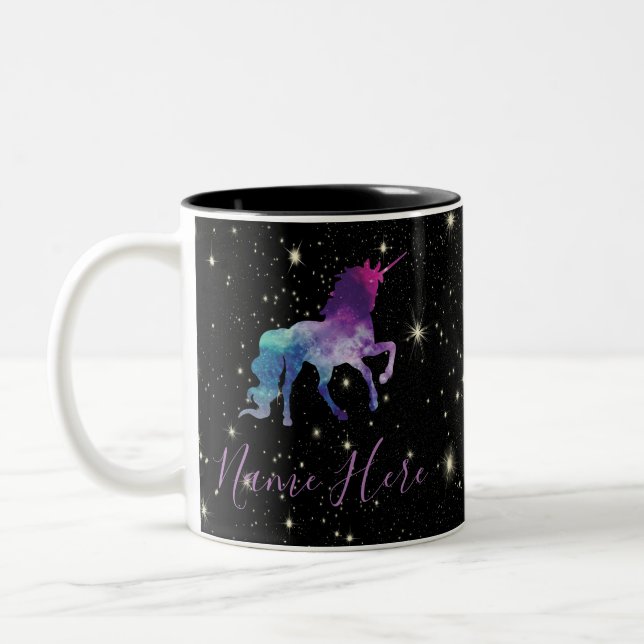 Personalise Your Own Colourful Universe Unicorn Two-Tone Coffee Mug (Left)