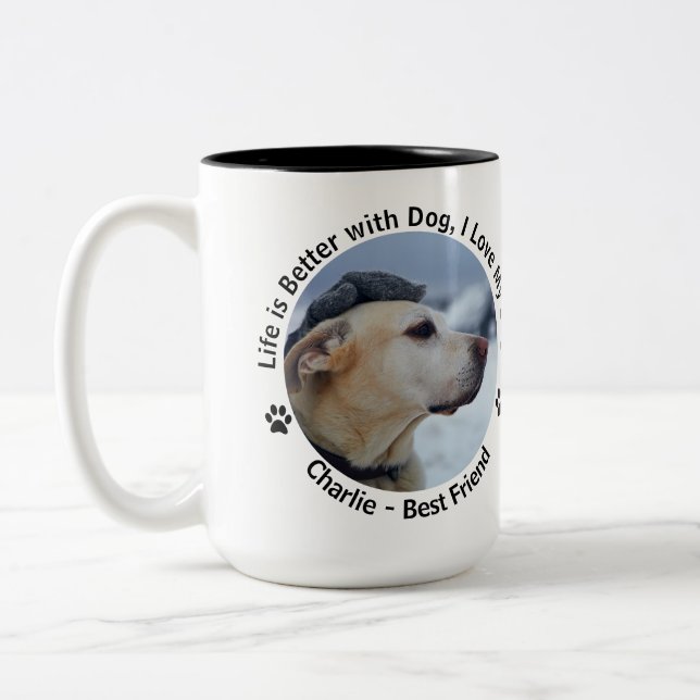 Personalise Your Own Custom Made Design Pet Photo  Two-Tone Coffee Mug (Left)