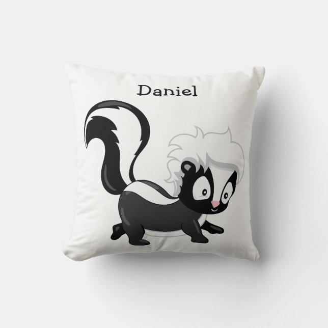 Personalise Your Own Cute Woodland Baby Skunk Cushion (Front)