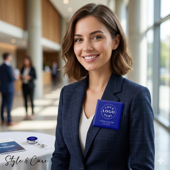 Personalise Your Own Dark Blue Square Button (Personalize Your Own Dark Blue Square Button)