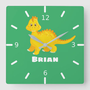 Personalise Your Own Dinosaur Square Wall Clock