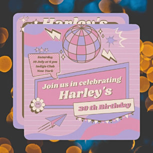 Personalise Your Party Groovy Disco Ball Birthday  Invitation