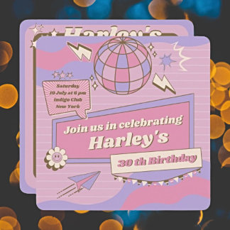 Personalise Your Party Groovy Disco Ball Birthday Invitation