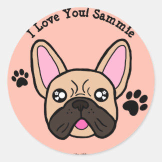 Personalise Your Text Cute French Bulldog Classic Round Sticker