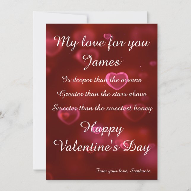 Personalise Your very Own Valentines Day Card (Front)