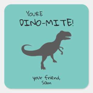 Personalise You're Dino-mite Dinosaur  Square Stic Sticker
