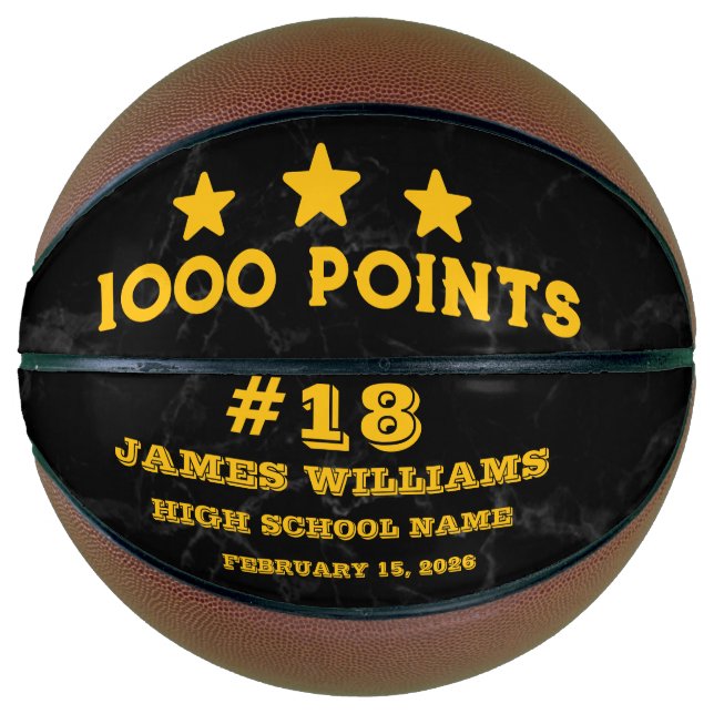 Personalised 1000 Points Marble  Gift for Players  Basketball (Front)