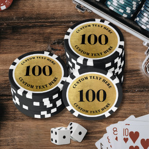 Personalised 100 Numbered Gold Poker Chips