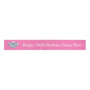 Personalised 100th Birthday Ribbon ANY COLOR, TEXT Grosgrain Ribbon