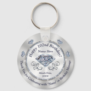 Personalised 102nd Birthday Favours for Her, Key Ring