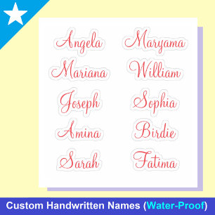 Personalised 10 First Names   Calligraphy Stickers