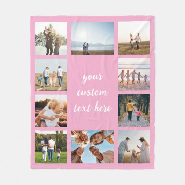 Personalised 10 Photo Collage Fleece Blanket (Front)