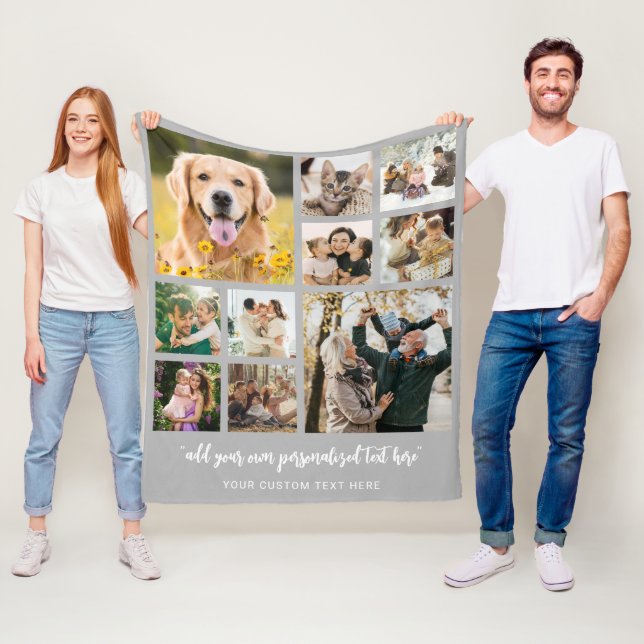 Personalised 10 Photo Collage Fleece Blanket (In Situ)