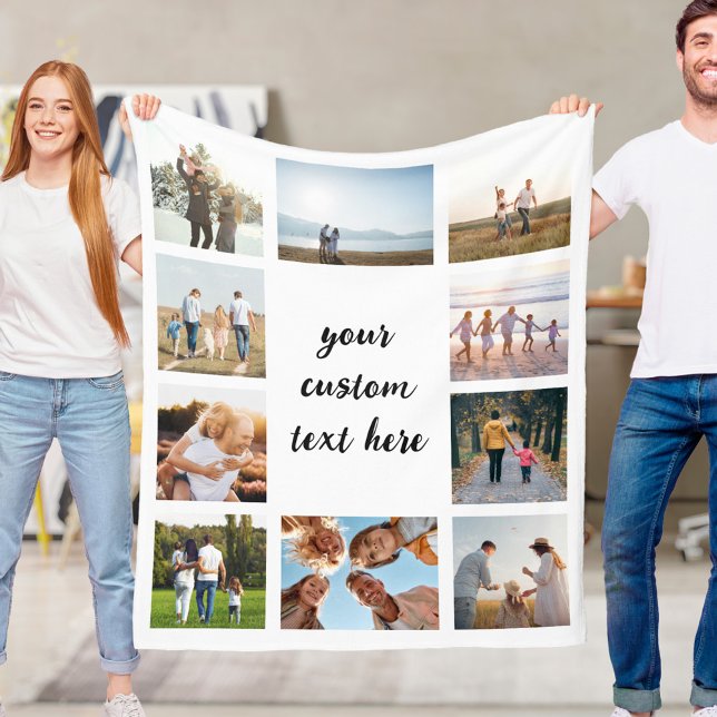 Personalised 10 Photo Collage Fleece Blanket (Creator Uploaded)