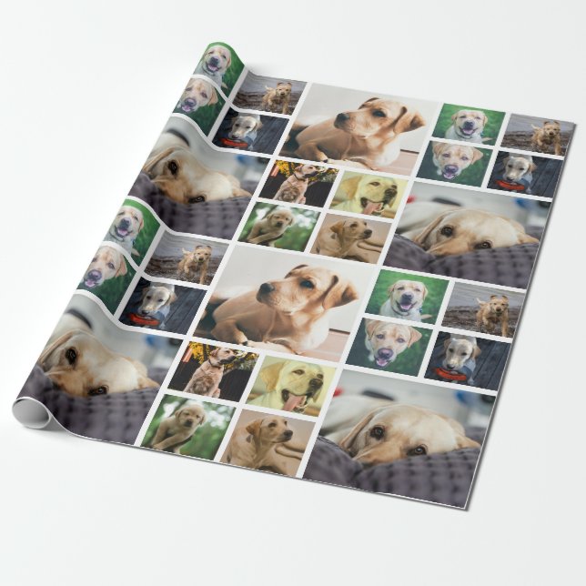 Personalised 10 Photo Collage Wrapping Paper (Unrolled)