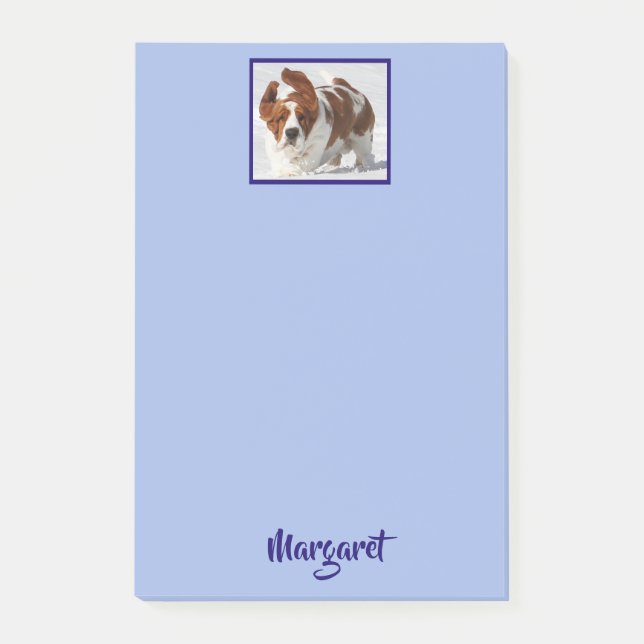 Personalised 10" x 6" Post-it® Notes w/Basset (Front)