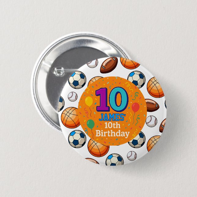 Personalised 10th Birthday Celebration Pin  (Front & Back)