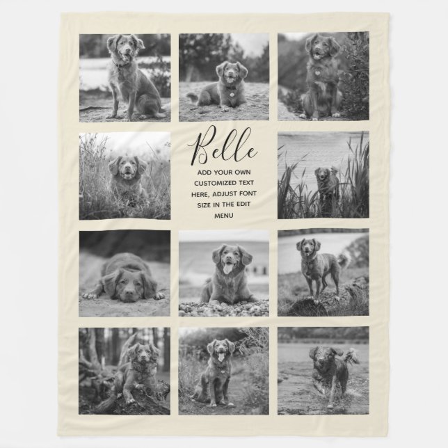 Personalised 11 Photo Collage Antique White Fleece Blanket (Front)