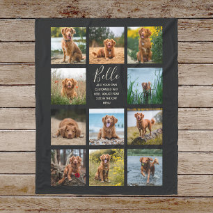 Personalised 11 Photo Collage Black Fleece Blanket