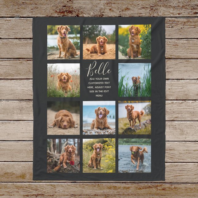 Personalised 11 Photo Collage Black Fleece Blanket (Creator Uploaded)