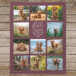 Personalised 11 Photo Collage Burgundy Fleece Blanket<br><div class="desc">Personalised elegant photo fleece blanket features a deep burgundy background that can be changed to any colour, Simply add 11 photos of your choice and your own personalised text in chic handwritten script calligraphy and modern stylish typography. Makes a wonderful keepsake gift for yourself, your family & friends. Perfect holiday,...</div>