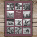 Personalised 11 Photo Collage Burgundy Fleece Blanket<br><div class="desc">Personalised elegant photo fleece blanket features a burgundy background that can be changed to any colour, Simply add 11 photos of your choice and your own personalised text in chic handwritten script calligraphy and modern stylish typography. Makes a wonderful keepsake gift for yourself, your family & friends. Perfect holiday, wedding,...</div>