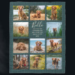 Personalised 11 Photo Collage Check Pattern Fleece Blanket<br><div class="desc">Personalised elegant photo fleece blanket features a black and teal gingham check pattern background. Simply add 11 photos of your choice and your own personalised text in chic handwritten script calligraphy and modern stylish typography. Makes a wonderful keepsake gift for yourself, your family & friends. Perfect holiday, wedding, baby shower...</div>