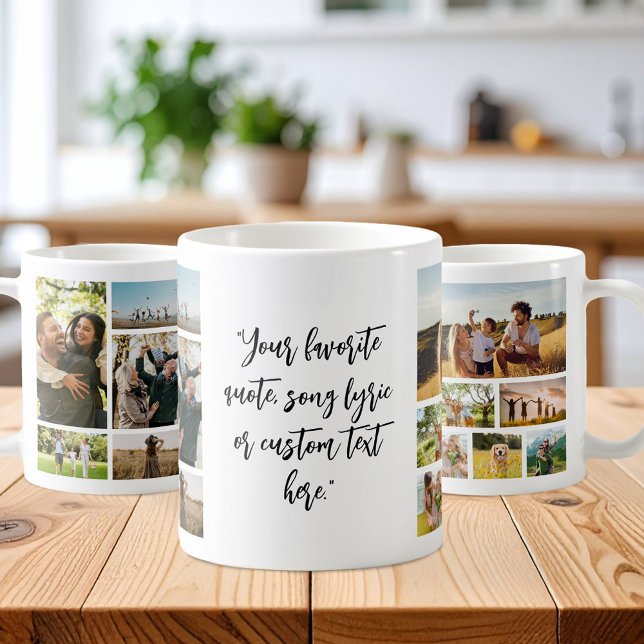 Personalised 11 Photo Collage Custom Quote Coffee Mug (Creator Uploaded)