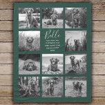 Personalised 11 Photo Collage Dark Green Fleece Blanket<br><div class="desc">Personalised elegant photo fleece blanket features a dark green background that can be changed to any colour, Simply add 11 photos of your choice and your own personalised text in chic handwritten script calligraphy and modern stylish typography. Makes a wonderful keepsake gift for yourself, your family & friends. Perfect holiday,...</div>