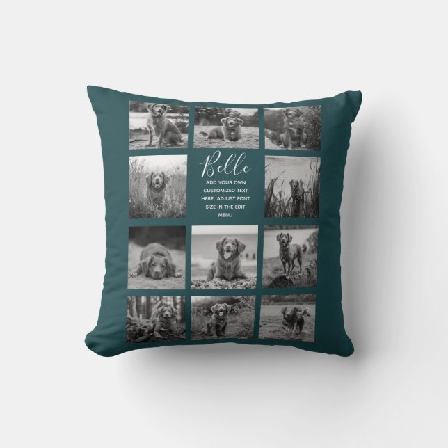 Personalised 11 Photo Collage Deep Teal Cushion (Front)