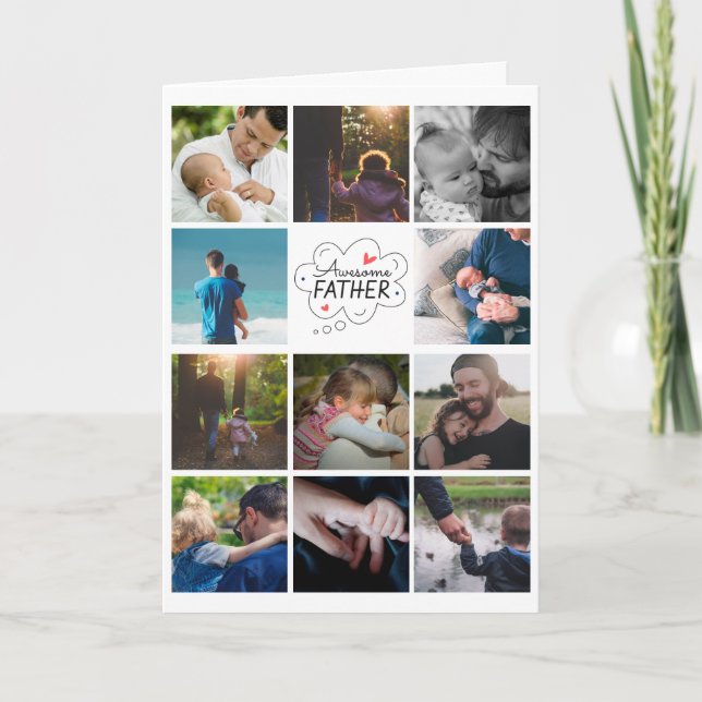 Personalised 11 Photo Collage Father's Day Card (Front)