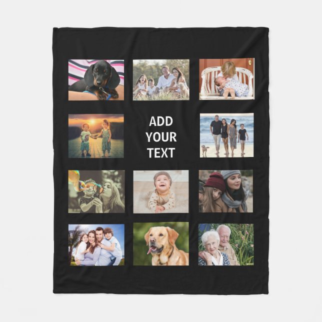 Personalised 11 Photo Collage Fleece Blanket (Front)