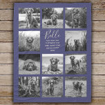 Personalised 11 Photo Collage Navy Blue Fleece Blanket<br><div class="desc">Personalised elegant photo fleece blanket features a navy blue background that can be changed to any colour, Simply add 11 photos of your choice and your own personalised text in chic handwritten script calligraphy and modern stylish typography. Makes a wonderful keepsake gift for yourself, your family & friends. Perfect holiday,...</div>