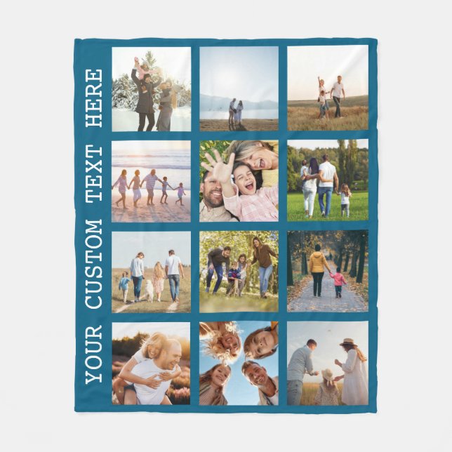 Personalised 12 Photo Collage Fleece Blanket (Front)