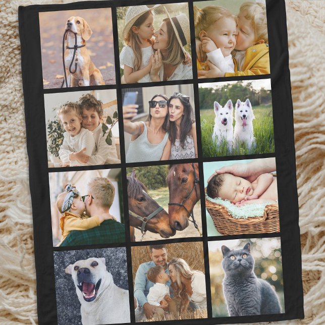 Personalised 12 Photo Collage Fleece Blanket (Creator Uploaded)