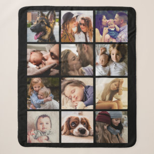Personalised 12 Photo Collage Sherpa Blanket