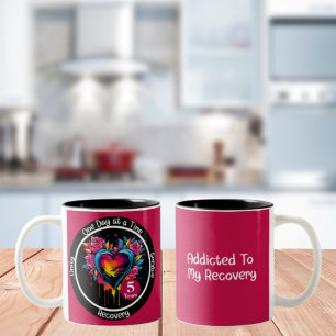 Personalised 12-Step Milestone Heart Two-Tone Coffee Mug