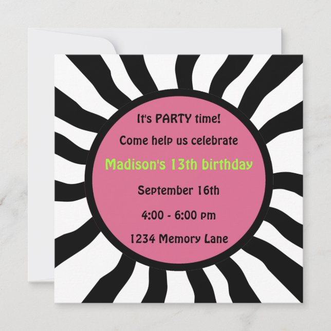 Personalised 13th Birthday Party Invitation (Front)