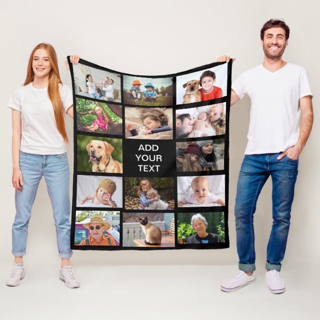 Personalised 14 Photo Collage  Fleece Blanket (In Situ)