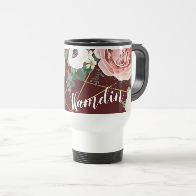 Personalised 15 ounce coffee mug Geometric Garden (Front Right)