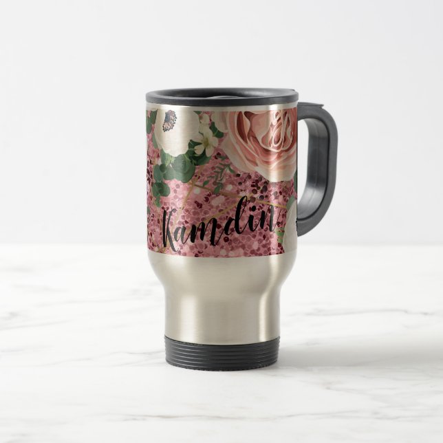 Personalised 15 ounce coffee mug Geometric Rose (Front Right)