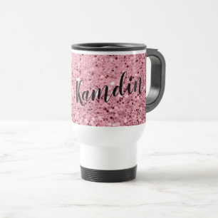 Personalised 15 ounce coffee mug Rose Gold Glitter
