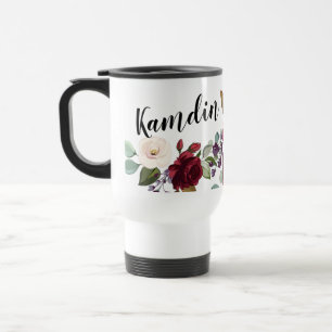 Personalised 15 ounce coffee mug Roses on White wi