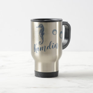 Personalised 15 ounce coffee mug Seahorse Ocean