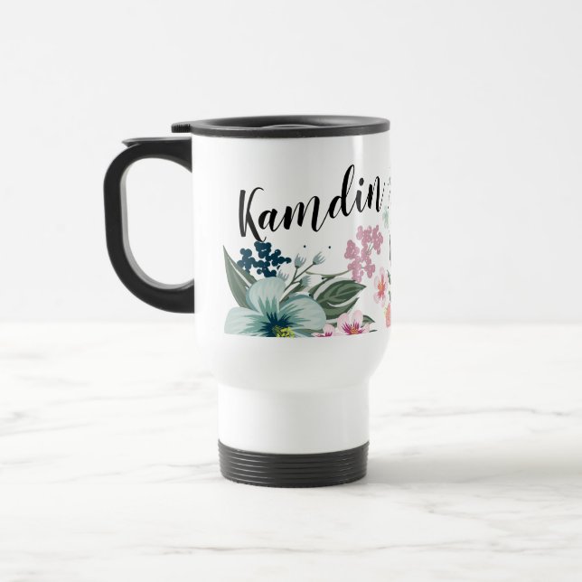 Personalised 15 ounce coffee mug Tropical Flowers (Left)